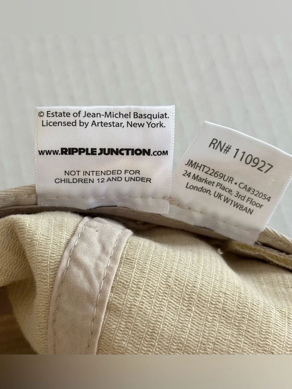 Jean Michel Basquiat Rare Corduroy Strap Back Dad Cap - Beige All Cotton